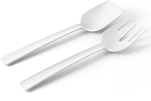 Fork and spoon, 29.3 cm, baltas, Paestum Collection