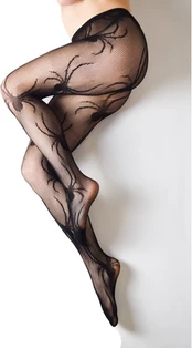 Kix'ies B Full-Waisted Juodas Spider Pattern Fishnet Tights