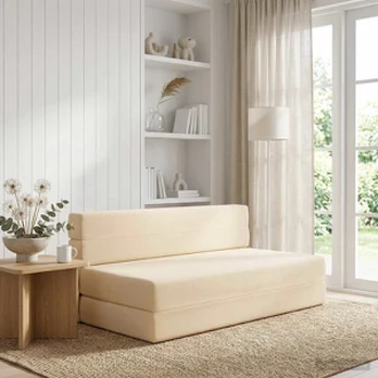 Sulankstomas Sofas-Lova Kreminė 203 x 152 x 15 cm