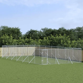 Lauko voljeras šunims, sidabrinis, 6x14x2m, plienas