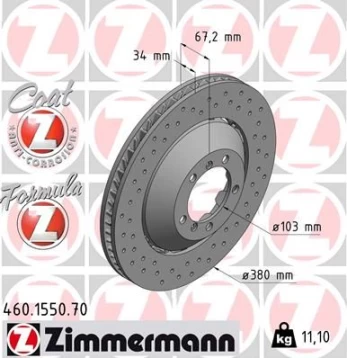 Stabdžių diskas ZIMMERMANN 460.1550.70