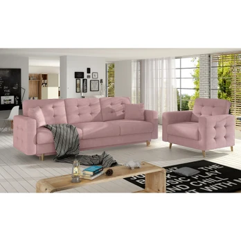 Komplektas sofa ir fotelis Asgard 3+1 rausva