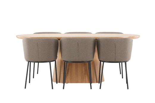 Stjärnö Table - Nature su 6 Edina kėdė - juoda / ruda