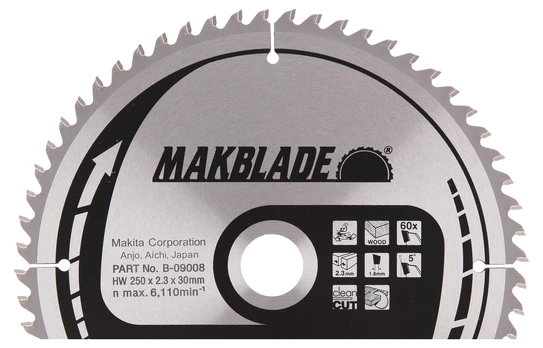 Pjovimo diskas 250x30x2,3mm 60T 5° MAKITA