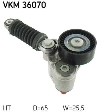 Įtempiklio skriemulys, V formos rumbuotas diržas SKF VKM 36070