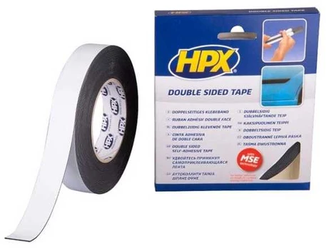 Usorteret HPX dobbeltklæbende tape sort, 25mm x 10m