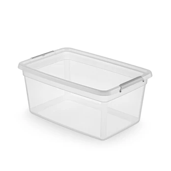 Basestore container with lid and clips 39x39x25 cm 40 L