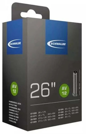 Dviračių padangų kamera Schwalbe A-V, guma, juoda sp., 26"