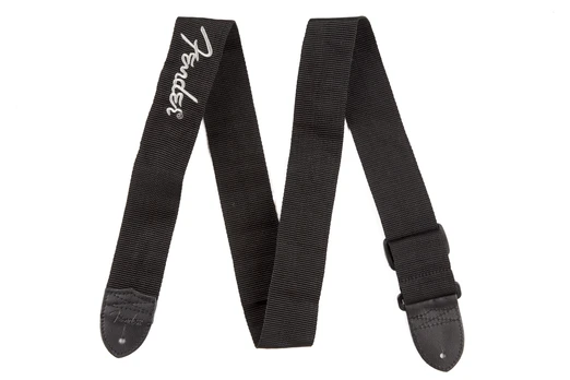 Gitaros diržas Fender pilkas logo poly strap, juodas