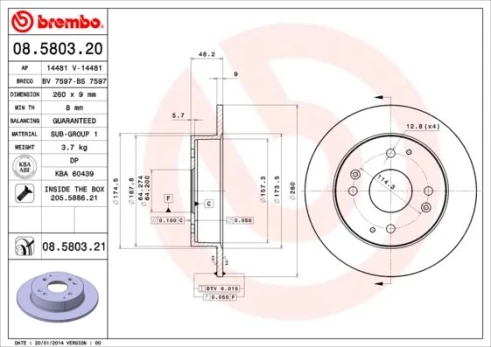 Stabdžių diskas BREMBO 08.5803.21