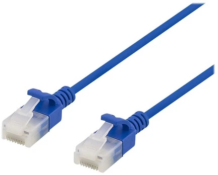 DELTACO U/UTP Cat6a patch cable, slim, 3,5mm diameter, 1m, mėlynas