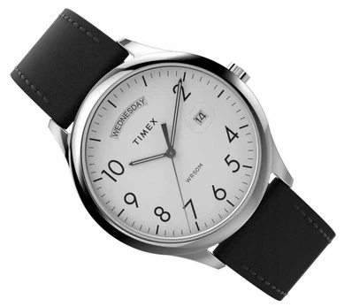 Klasikinis Timex Easy Reader Day Date vyriškas laikrodis su odiniu dirželi