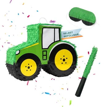 Relaxdays Piñata traktorius su lazda ir kauke