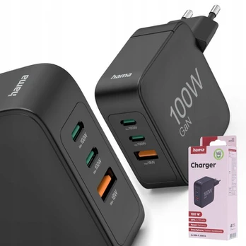 Hama 100w Gan įkroviklis: 2x Usb-c, 1x Usb-a, Pd, Qc