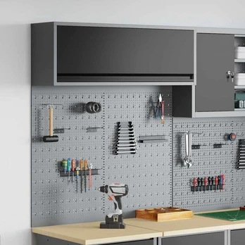 Įrankių spinta ir pegboard rinkinys su lentyna 3 pcs Juoda