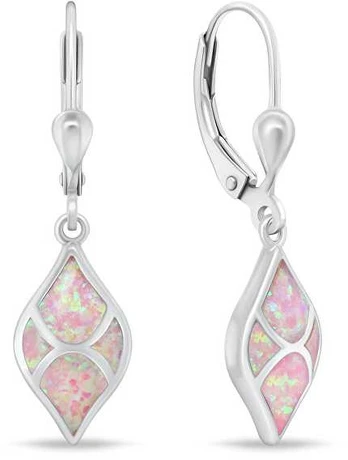 Brilio Silver Charming sidabrinis earrings with pink opals EA1129WP