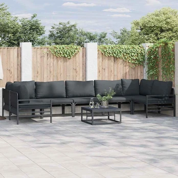 Sodo Sofų Rinkinys 7 pcs Antracito Plienas