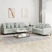 Sofa Sofos komplektas su pagalvėlėmis, 2 dalių, pilkas, aksomas kaina