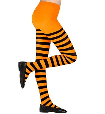 ORANGE/BLACK STRIPED PANTYHOSE 70 DEN