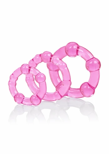 Island Rings 3-Piece Set - Stretchy TPR Rings, Textured, Multi-Size