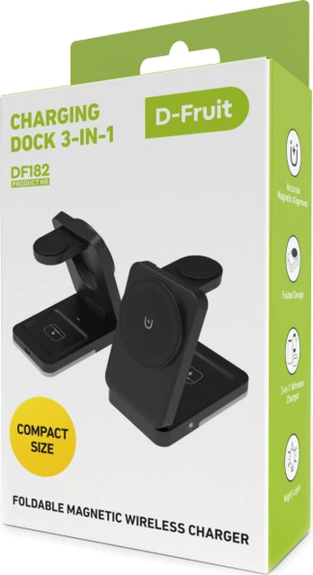 D-Fruit wireless charging station 3in1 DF182, black