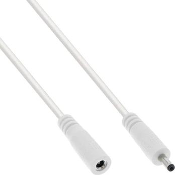 InLine® DC extension cable, DC plug male/female 3.5x1.35mm, AWG 18, baltas, 3m