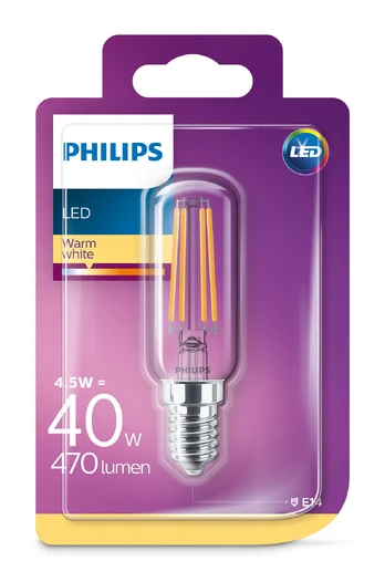 Gartraukio LED lemputė PHILIPS, E14, T25, 4,5 W, 2700 K, 470 lm