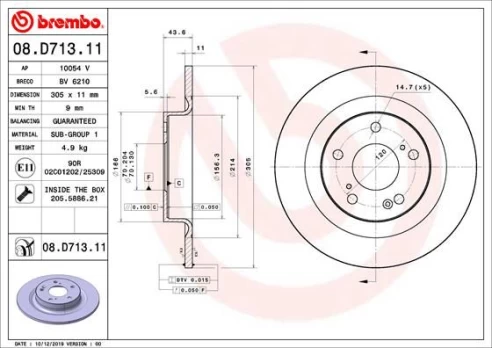 BREMBO 08.D713.11 Brake Disc