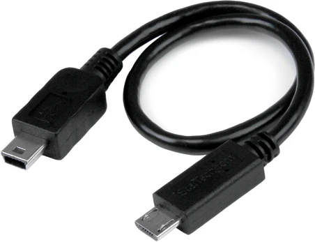 Kabelis StarTech Micro-USB - Mini USB UMUSBOTG8IN Micro USB, Mini USB, 0.2 m, juoda sp.