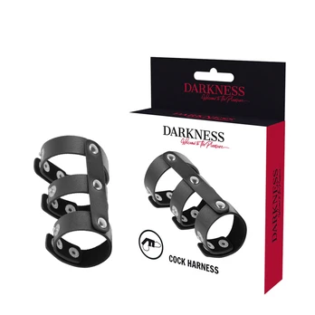 Darkness Bondage DARKNESS - ADJUSTABLE LEATHER DOUBLE PENIS AND TESTICLE RING