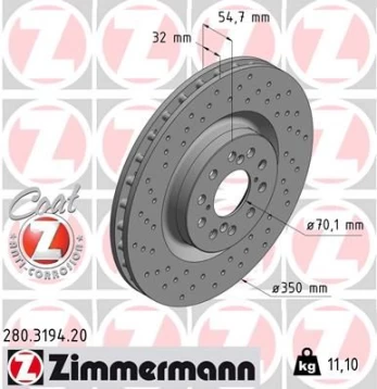 Stabdžių diskas ZIMMERMANN 280.3194.20