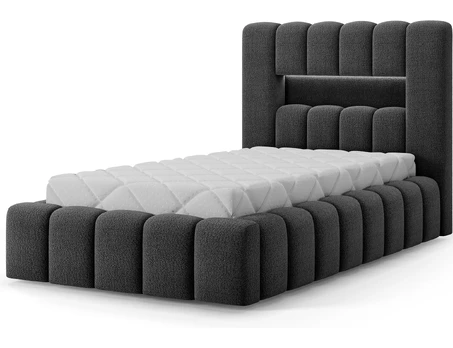 Bed Lamica 90x200 + metal frame/ gas lift / bedding box, Modern, Dark Gray