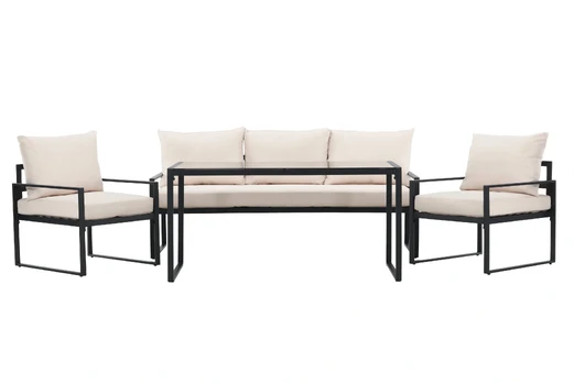 Catania Sofa Set - Black/Beige