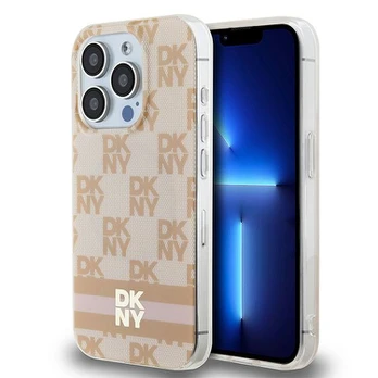 DKNY DKHMP15LHCPTSP iPhone 15 Pro 6.1" rožinis/pink hardcase IML Checkered Mono Pattern & Printed Stripes MagSafe