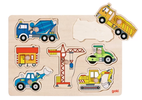 Dėlionė Goki Puzzle su rankenomis statybinė technika - 244199
