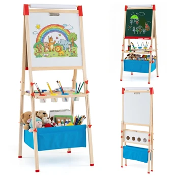 Dvipusė Magnetinė Piešimo Lenta Vaikams 56 × 53 × 120–145 cm