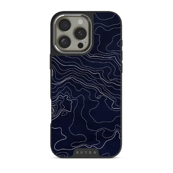 Drifting Shores - Line Art iPhone 16 Pro Max Case, Elite Dark (MagSafe) / Silver