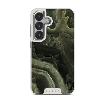 Misty Forest - Green Marble Samsung Galaxy S25 Case, Elite Light (Magnetic) / Silver