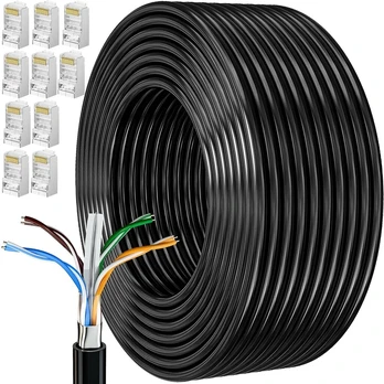 Lan kabelis Cat 6, 50 metrų, Ftp, juodas