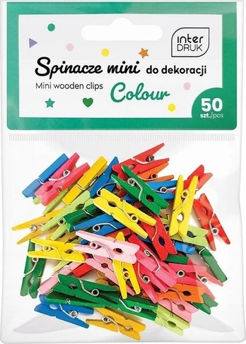 50 vnt. spalvotų mini segtukų dekoravimui