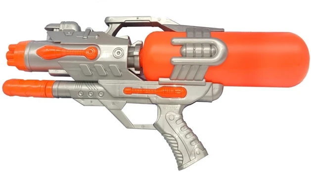 Didelis vandens pistoletas 45 cm su pompa, oranžinis