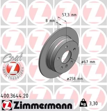 Stabdžių diskas ZIMMERMANN 400.3644.20