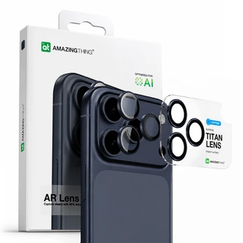 AmazingThing Sapphire Camera Glass for iPhone 17 Pro / Pro Max - with Mėlyna Frame