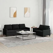 Sofa Sofos komplektas su pagalvėlėmis, 2 dalių, juodas, audinys kaina