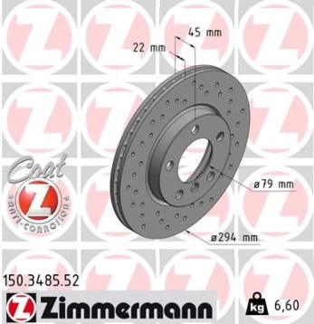 Stabdžių diskas ZIMMERMANN 150.3485.52