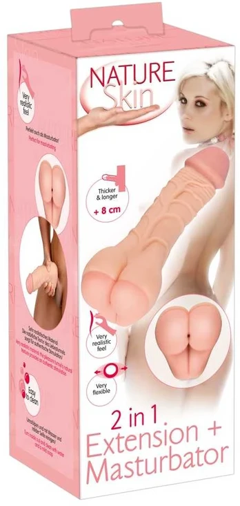 Nature Skin 2in1 Extension+Mas realistiškas masturbatorius