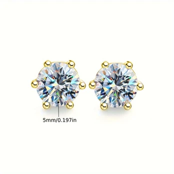 Moisanito auskarai, 925 sidabras, 0,5 ct