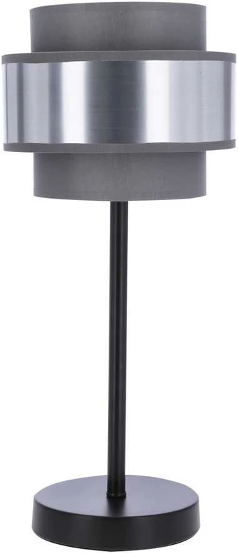 HARE TABLE LAMP Juodas 1X60W E27 LAMPSHADE GRAY + Sidabrinis