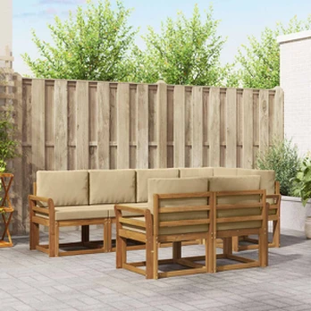 Lauko sofos komplektas 6 pcs Natūrali 63 x 63 x 73 cm