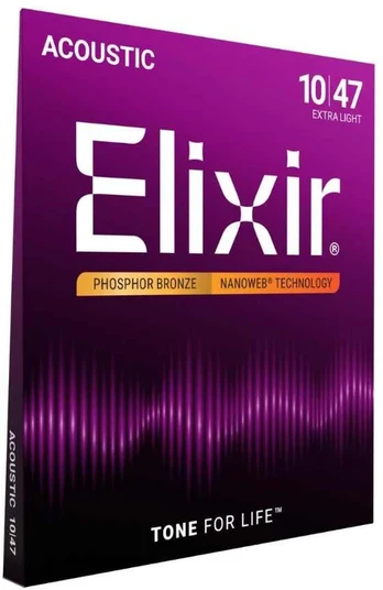 Elixir Eliksyras Nanoweb Phosphor Bronze 16002 10-47